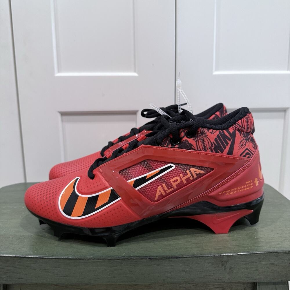 New Nike Alpha Menace Pro NRG Football Cleats Red/Black Size 9 FQ3984-600